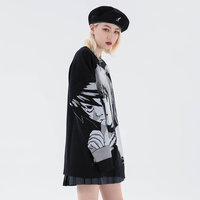 Dzianiny Harajuku zimowe ubrania kobiet 2020 ponadgabarytowych swetry z długim rękawem Top Gothic moda japoński Kawaii Cartoon Streetwear 3